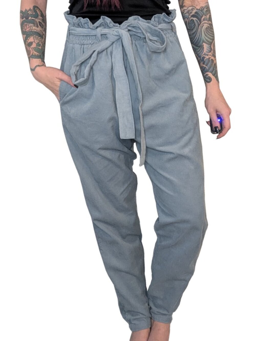 Lucy & Yak Eunoia Trouser Paper Bag Corduroy Powder Blue | XS (US 0-2 / UK 4-6)